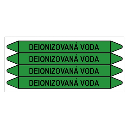 Značení potrubí, deionizovaná voda,4 ks, 250 × 26 mm